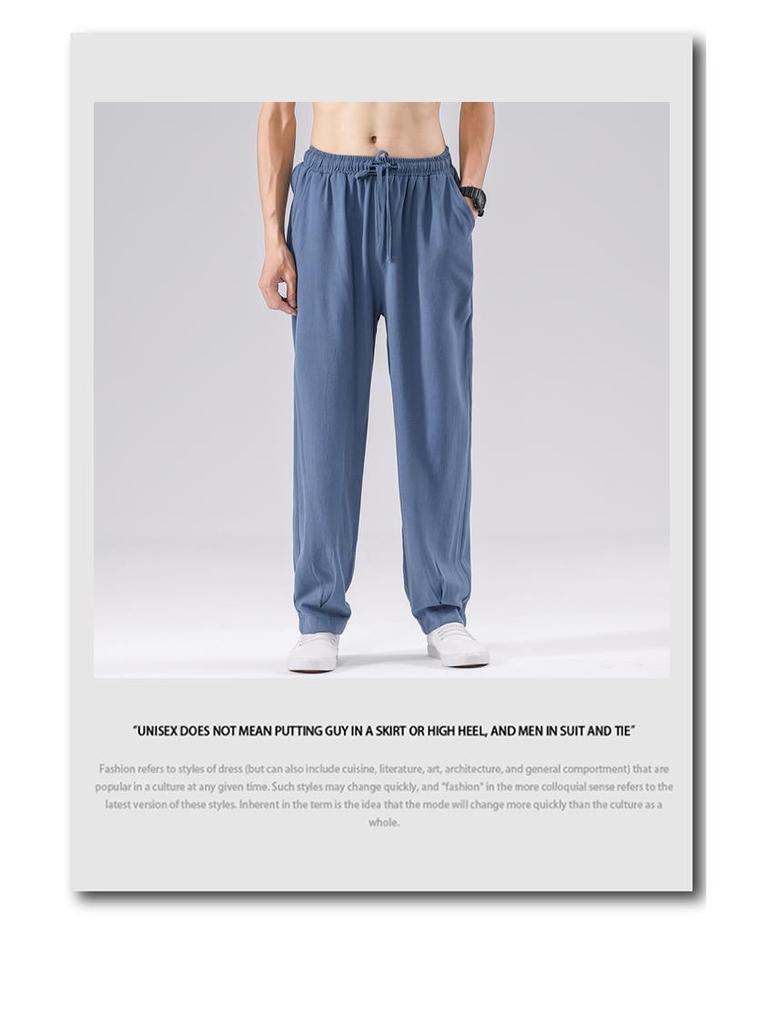 Men's Plus Size Cotton Linen Casual Pants - Chinese Style (2021 Autumn/Winter)