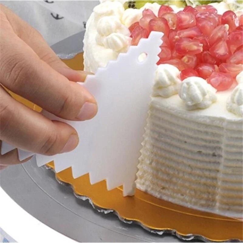 7 Pcs/Set Cake Scraper Fondant Spatulas Cream Cake Edge Smoother Plastic Rasper Cake Dough Pastry Spatulas Baking Tool Cutter