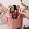 Pink Makeup Brush Case with Zipper,Transparent Pvc Waterproof Travel Makeup Brush Holder ,Portable Makeup Brush Bag, Professional Cosmetic Bag
