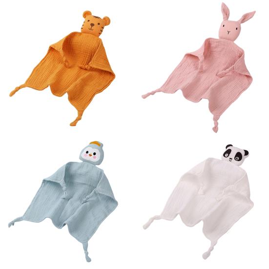 Animal Loveys for Babies Soothing Towel Muslin Security Blanket Panda Rabbit Self-Soothing Anti-Drop Towel for Sleeping Newborns