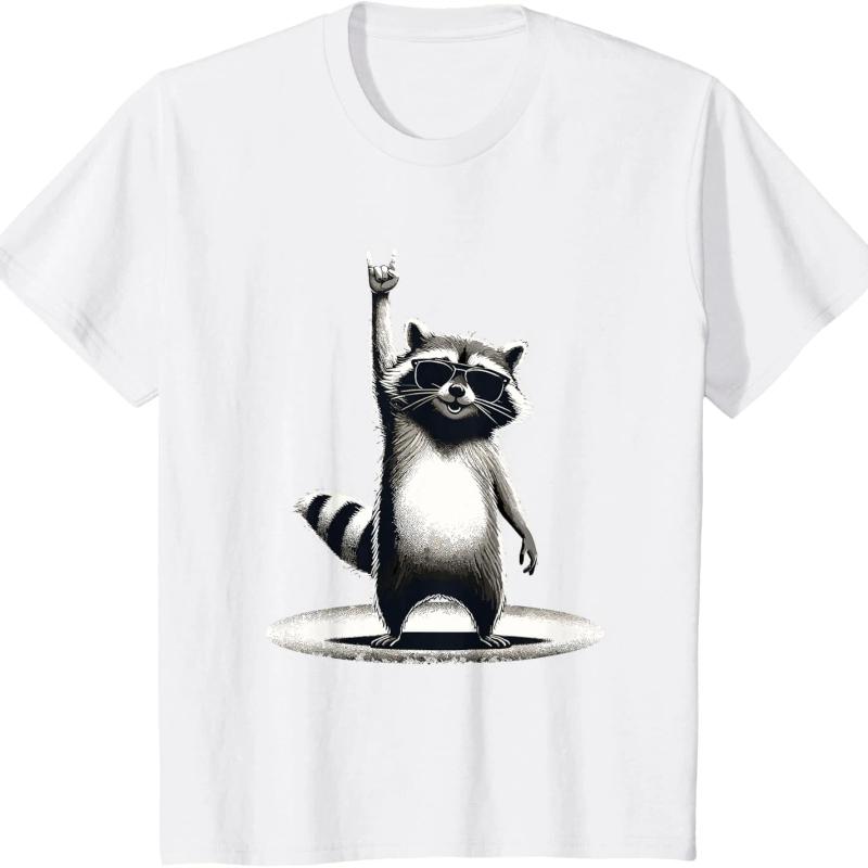 

Retro Raccoon Rock Music Gift Men Kids Women Funny Raccoon T-Shirt Custom Printed Graphic T Shirts Funny Shirt Camiseta 4XL білий