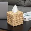 Bohemian Style Rattan Cube Tissue Box with Cover Tissue Holder  Bathroom