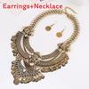 Finish Antique Coin Necklace Earrings With Bold Chain Women Accessories Elegant