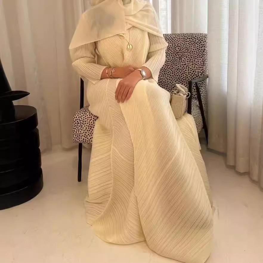 

2024 Autumn Women s Plus Size Dubai Tulip Skirt Apricot Robe Dress One Size абрикосовий