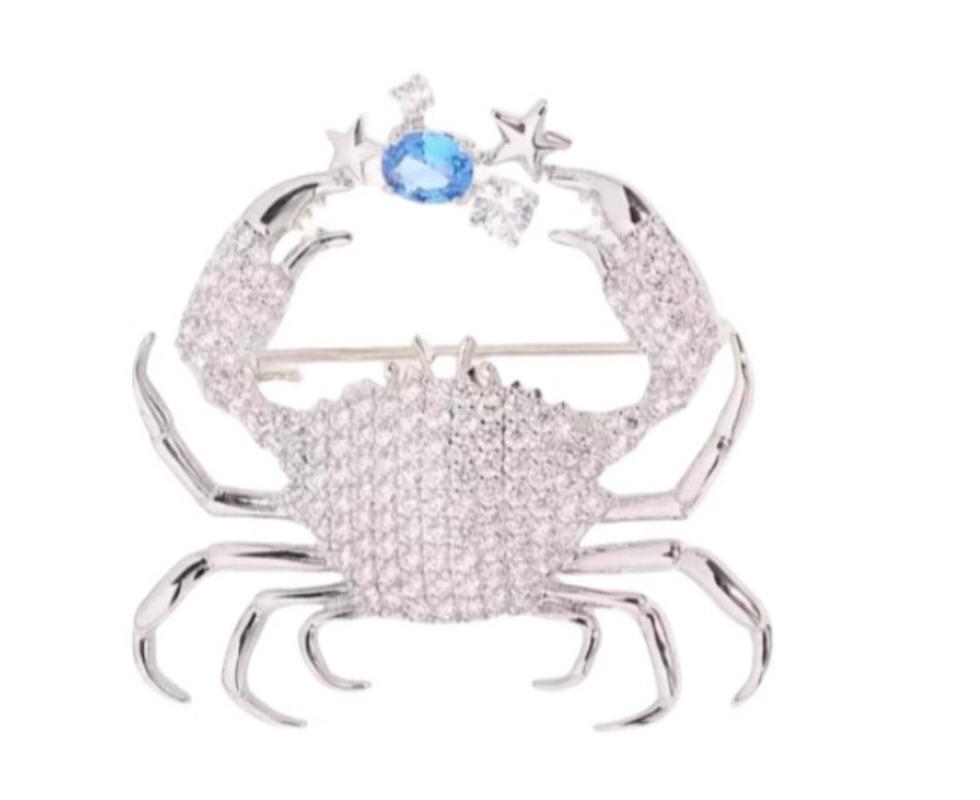 Fashion Crab Brooch Exquisite Simple Personalized Creative Full of Zirconium Pins Suit Jacket Chest Flower Accessories