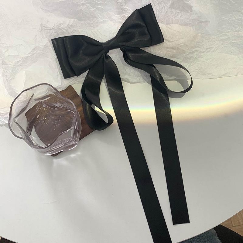 

Элегантная французская черная заколка-бантик — корейский модный аксессуар для волос для стильного образа