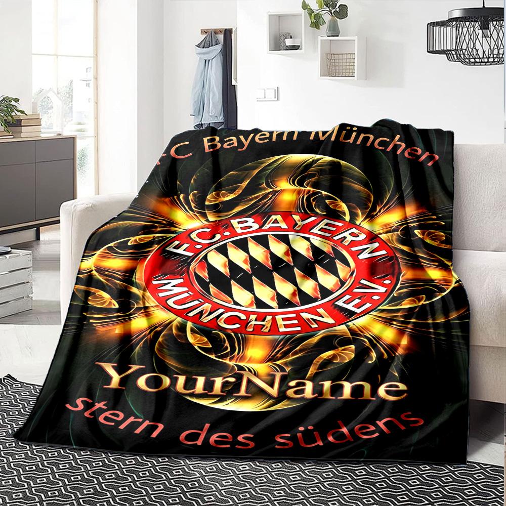 Bayern Munich Personalized Text Blanket Multi-purpose Customizable Blanket Soft Warm Cozy for Nap Bed Office Picnics Four Seasons Universal