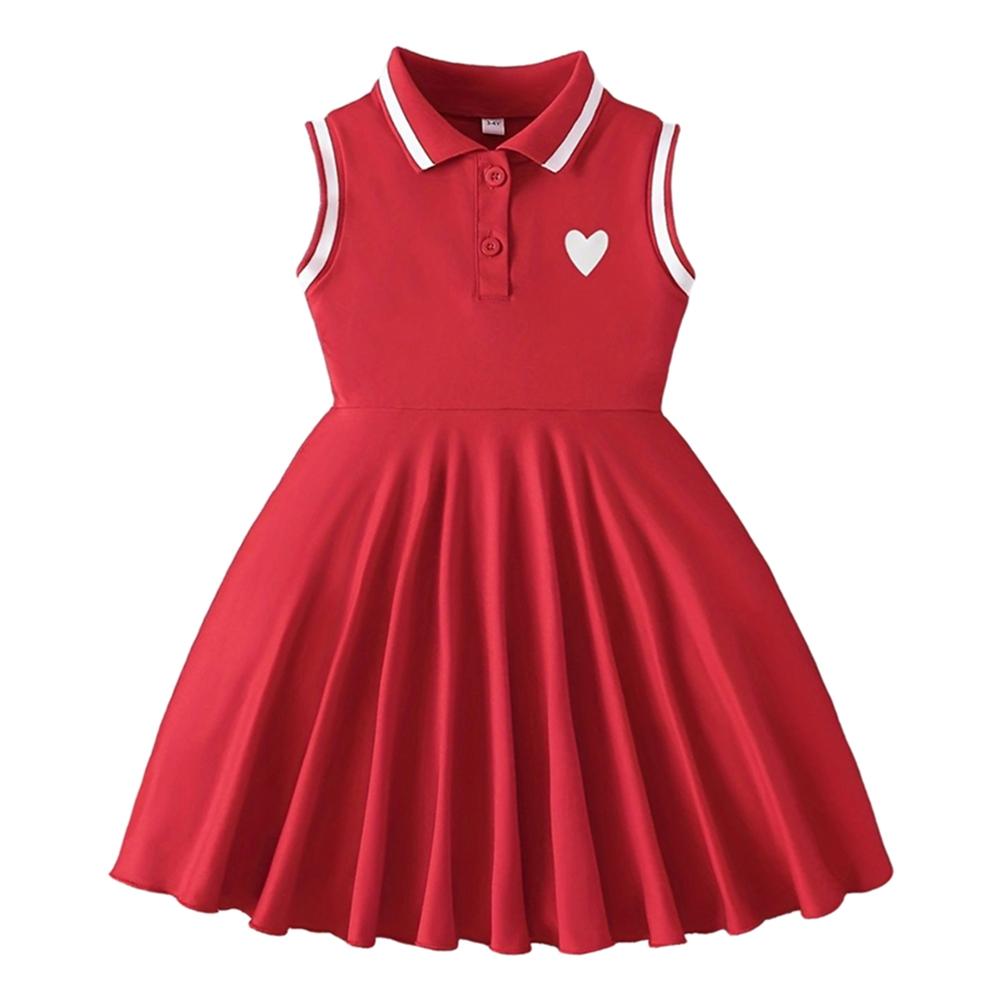 1-8 Years Kids Girls Sleeveless Polo Dress 3-4Y