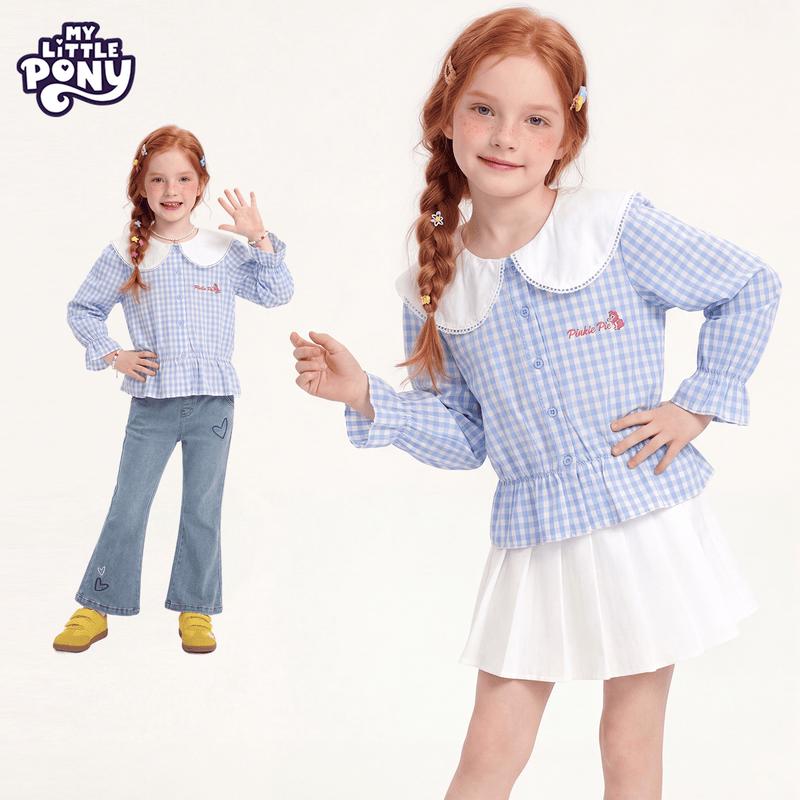 My Little Pony Girls  Peter Pan Collar Plaid Shirt 140