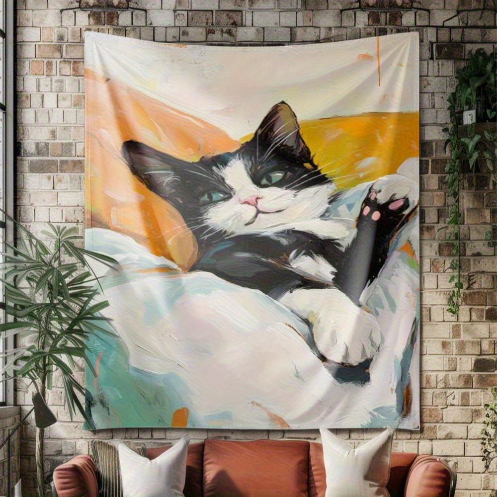 

Cow and Cat Pattern Digital printing polyester wall tapestry suitable for use in living rooms bedrooms offices bars and party 74x94cm(29x37in)
