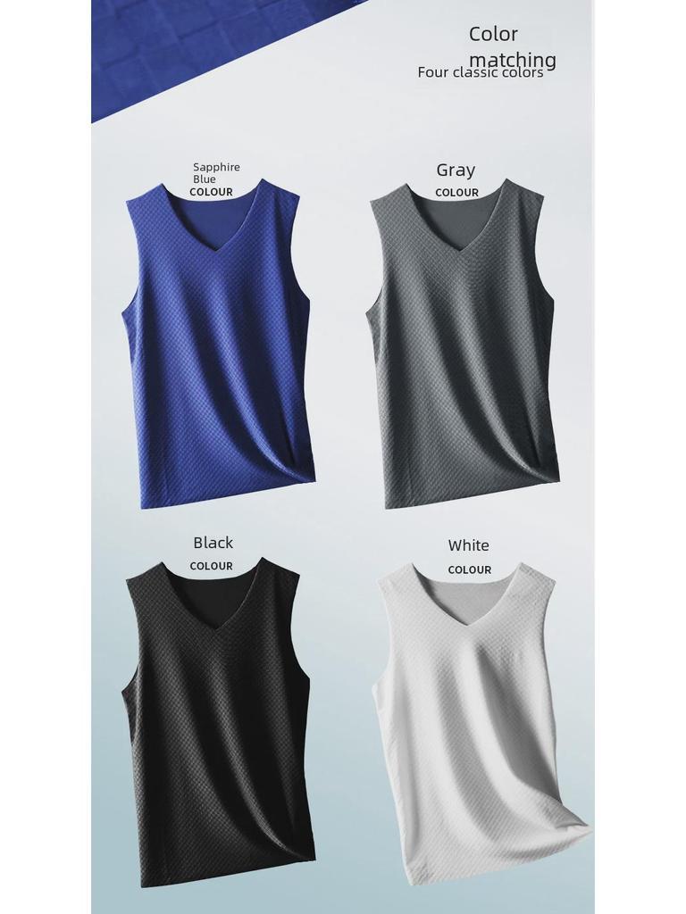 Men's Ice Silk Seamless V-Neck Sleeveless Vest