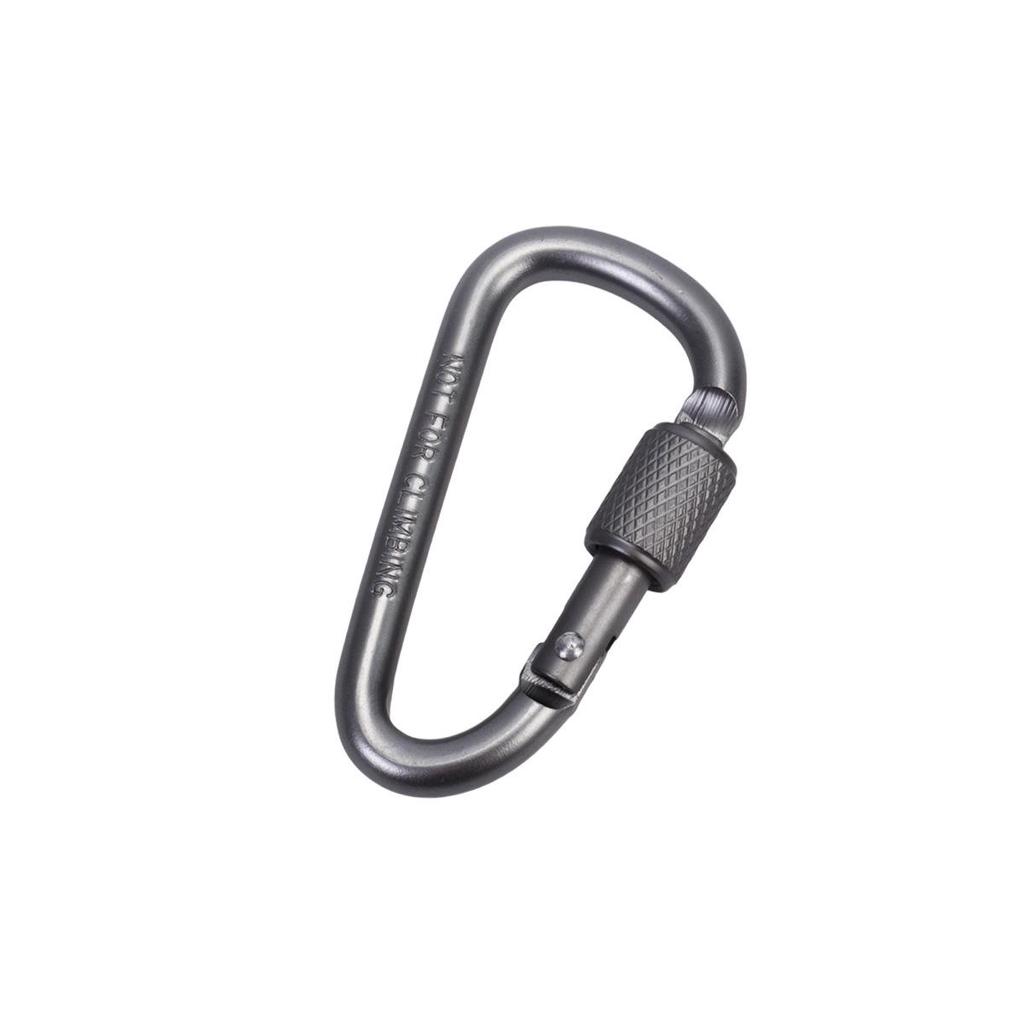 D-Shaped Locking Aluminum Carabiner No. 6 with Keyring for Backpack and Rope