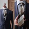 [Y&TAILOR] Kyoto Tango-made Melange Silk Necktie, 100% Silk, High-Quality, Made In Japan, Stylish, Business, Gift (Melange 3 Colors  Brown X Beige)