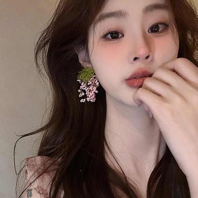 Rice Bead Flower Cluster Fringed Earrings Small Fresh Vacation Style Stud Earrings Versatile Fashionable Summer Earrings