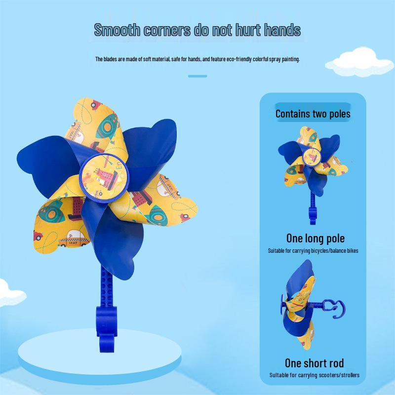 Seven-Color Rotating Pinwheel Pendant for Children's Bike or Stroller