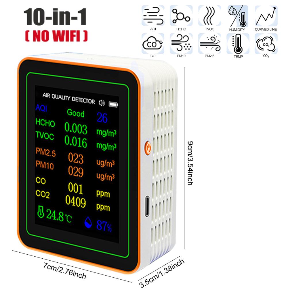 15-in-1 Indoor Air Quality Monitor Household CO CO2 TVOC HCHO Tester WiFi APP Control Portable AQI PM0.3 PM1.0 PM2.5 PM10 Tester