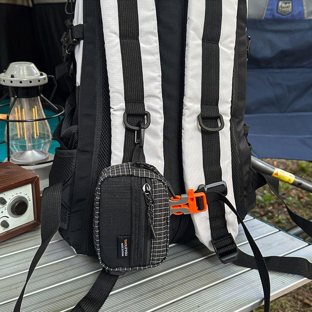 Lightweight Grid Fabric Storage Bag Zipper Closure Card Holder Bag  Outdoor Hiking