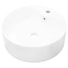 VidaXL Washbasin with Overflow Hole Faucet Ceramic White Round Toilet Sink 141938