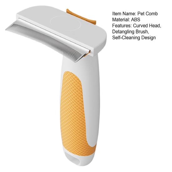 Pet Detangling Comb Self-Cleaning Cat Deshedding Brush Curved Head Pet Grooming Brush Removes Loose