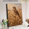 DIY 5D Pearl Bead Painting Kit with Frame Singing Bird Wheat Harvest Shiny Canvas Art for Bedroom Wall Decor and Gift