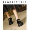 Leather small leather shoes women's spring new retro British rough heel single shoes large size -4