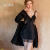 Women's Satin Deep V Push Up Padded Flutter Sleeve Cami Robe Lounge Set