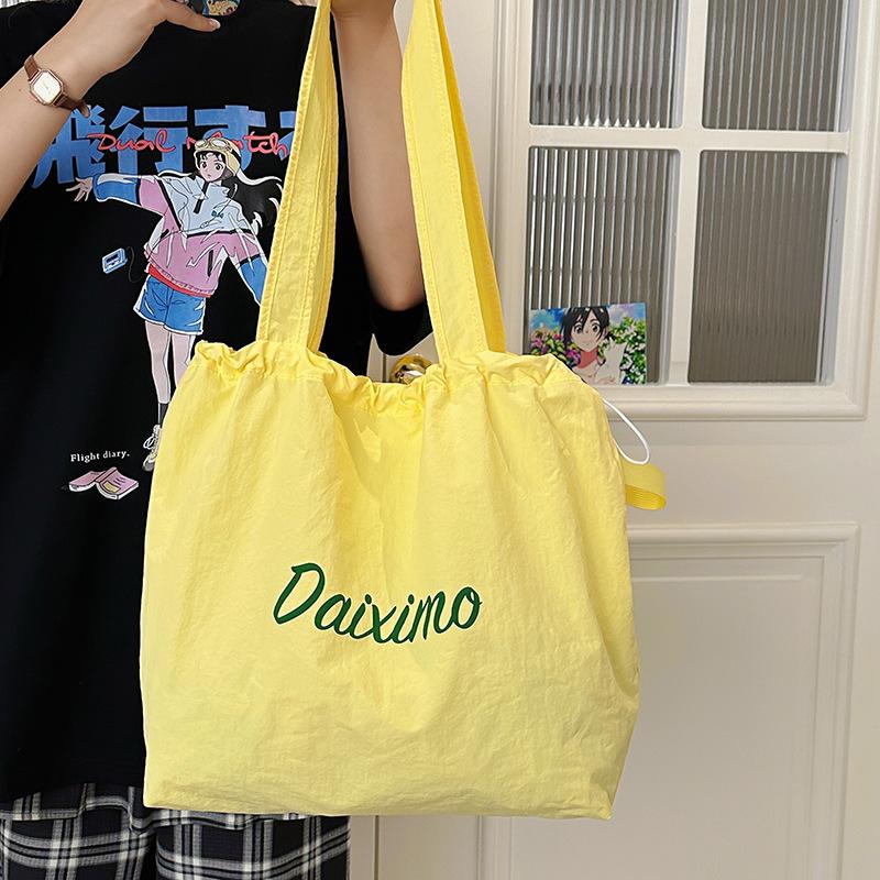 Korean Version of New Letter Printing Casual Large Capacity Tote Bag Light Travel Versatile Lazy Style One Shoulder Stray Bag
