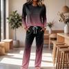 Set Pigiama da Donna a Manica Lunga con Scollo Rotondo, Coulisse e Gamba Larga per Casa e Sonno Casual