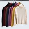 Thickened Basic Style Pile Collar Minimalist Easiest for Match Solid Color Rib Fabric Long Sleeves Women's Bottoming Shirt Autumn Winter Coat