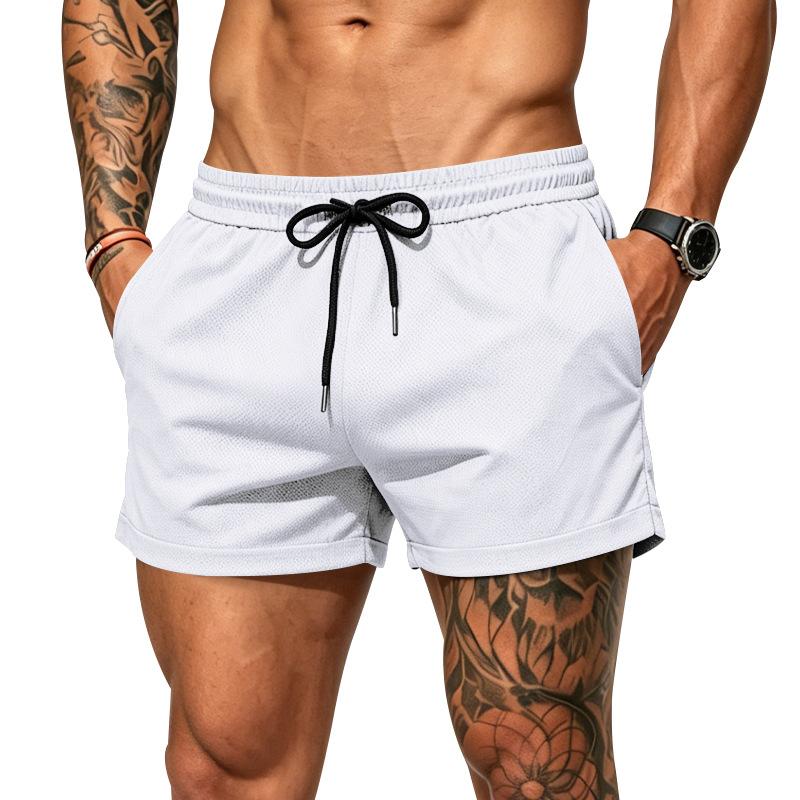 Herren Quick-Dry Badeshorts mit atmungsaktiver lockerer Passform für Strandurlaub und Fitnessstudio S weiß