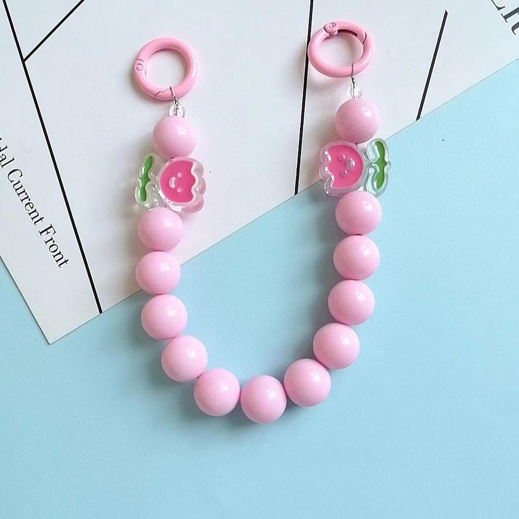 Colorful Beaded Flower Keychain, Kawaii Acrylic Flower Bag Charm with Clip