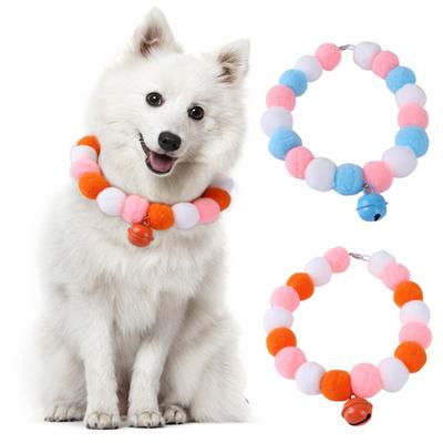Pet Dog Collar Pom Poms Decorative High Elasticity Cat Princess Collar Necklace with