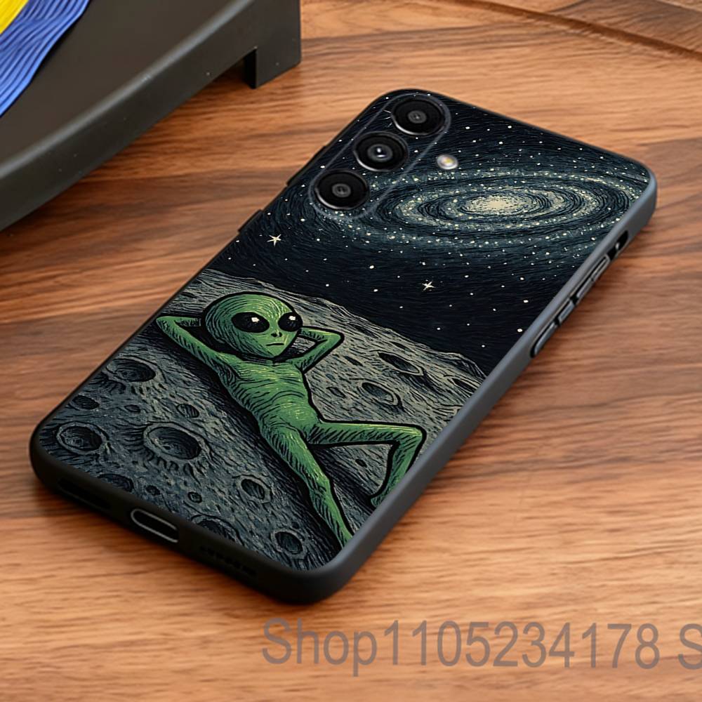 Singular Space UFO Alien Phone Case for Samsung S Series S21 S22 S23 S24 S25 FE Plus Ultra TPU Soft To Skin-friendly Case