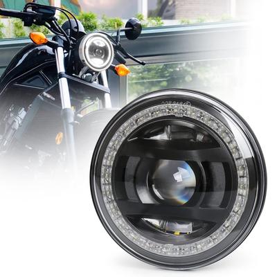Reflektor MOVOTOR Rebel 250 z pierścieniami Squid, Światła Mijania/Drogowe, LED do Motocykla, Czarny, do Honda Rebel 500 250 2017-2019 (1 kawałek)