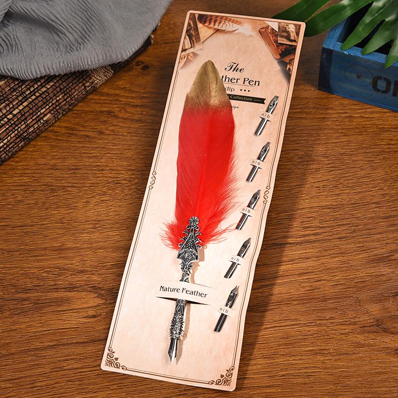 Creative Feather Dip & Fountain Pen Set - Stainless Steel Business & Birthday Gift