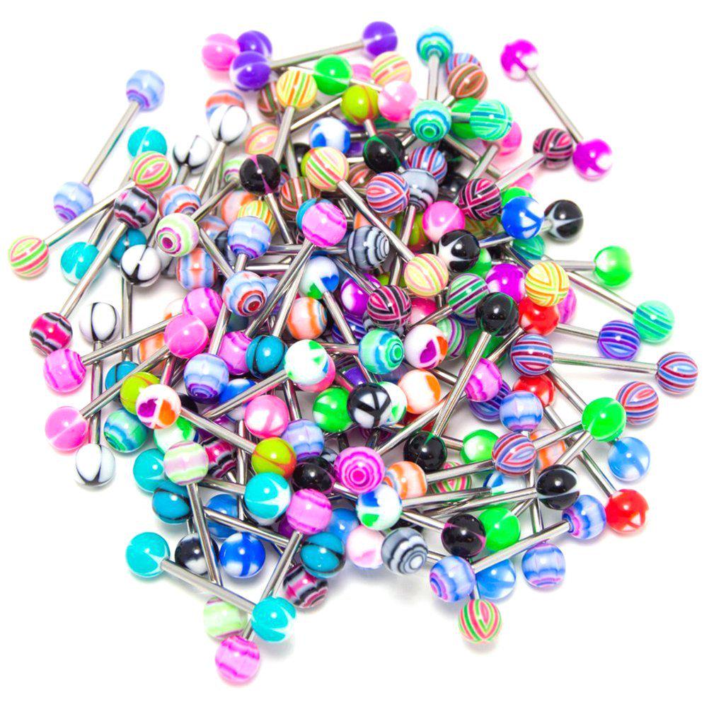 Mixed Color Acrylic and Stainless Steel Eyebrow & Tongue Piercing Set