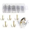 80Pcs High Carbon Steel Treble Hook Fishing Treble Hook Triple Barbed Steel Fish Hook for Saltwater Freshwater Fishing