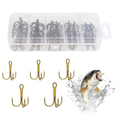 80Pcs High Carbon Steel Treble Hook Fishing Treble Hook Triple Barbed Steel Fish Hook for Saltwater Freshwater Fishing