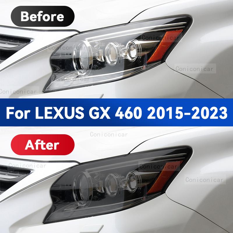For LEXUS GX 460 2015-2023 Car Headlight Black TPU Protective Cover Film Front Light Tint Change Color Sticker Accessories