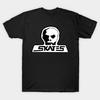 Men Black Print T-shirt Skates No-Cut Transfer Paper Print Cotton Tshirt