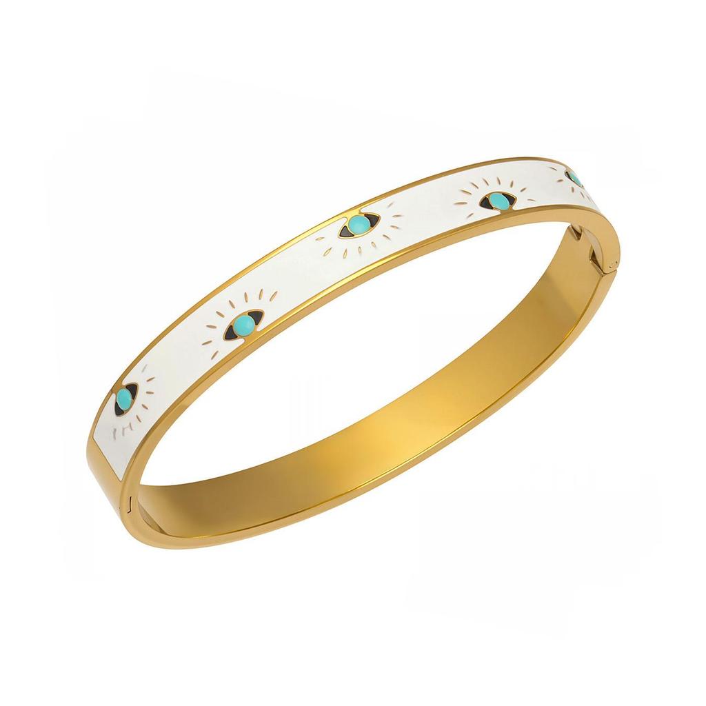 Devil's Eye Enamel Bracelet: Stylish Stainless Steel Handband for Women