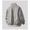 Men's Light Gray Suede Bomber Jacket, Stand Collar Casual Coat with Zipper Pockets, Retro Streetwear Style for Daily Wear