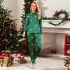 Family Matching Christmas Print Pajama Set, Round Neck Long Sleeve and Long Pants Loungewear for Holiday