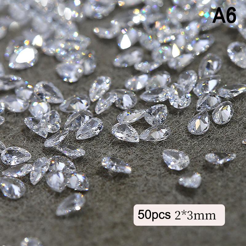 

50 шт. Мини Ноготь Прозрачный Циркон Блеск Нейл-арт Драгоценные камни Ослепительный кончик для маникюра 3D Украшение для нейл-арта