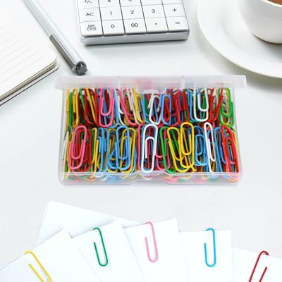 Candy-Colored 33mm Plastic-Coated Paperclips In Box - Office Binder Clips for Documents