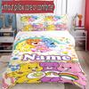 3'lü Nevresim Takımı (1*Nevresim Kılıfı + 2*Yastık Kılıfı, Çekirdeksiz), Kişiye Özel İsimli Care Bears Desenli Nevresim Takımı, Ev Yatak Odası Dekorasyon Hediyesi
