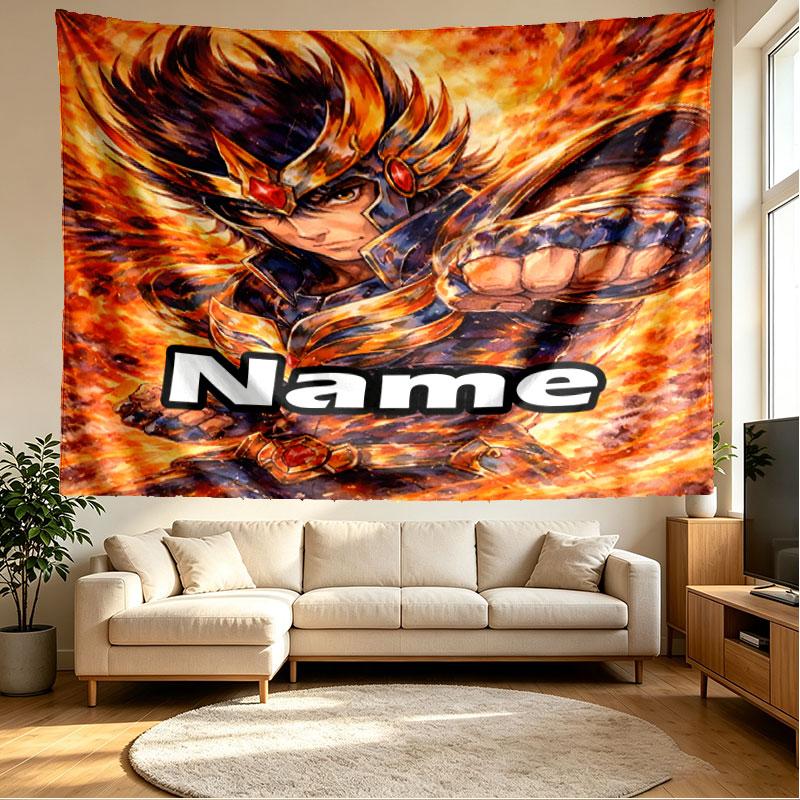 Custom Name Personalized Saint Seiya Print Tapestry, Wall Art Decor, Bedroom, Dorm, Apartment, LivingRoom, Party Backdrop, Gift for Birthday