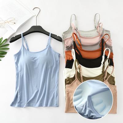2026 New Modal Female Large Size No Steel Ring Integrated Five-finger Chest Pad Camisole Bottoming Shirt Slim Multicolor