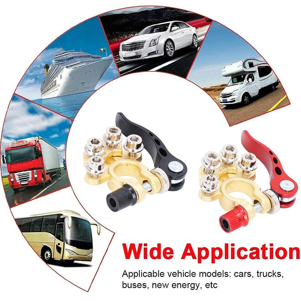 2Pcs Battery Terminal Connectors Car Disconnect 4 Way Positive Negative for SAECelsiusJIS Type A Post