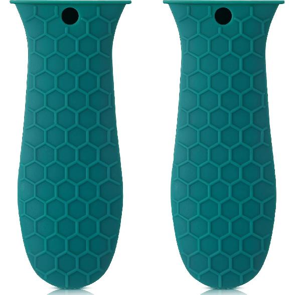 Patelai 2pcs Silicone Handle Cover for Cast Iron Skillet Kitchen Silicone Handles for Pots and Pans Non-Slip Pot Holder Sleeve for Fry Pan Griddles
